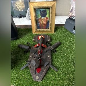 Two Vintage Medieval Wood Metal Shield Mace Swords Wall Crest Plaques